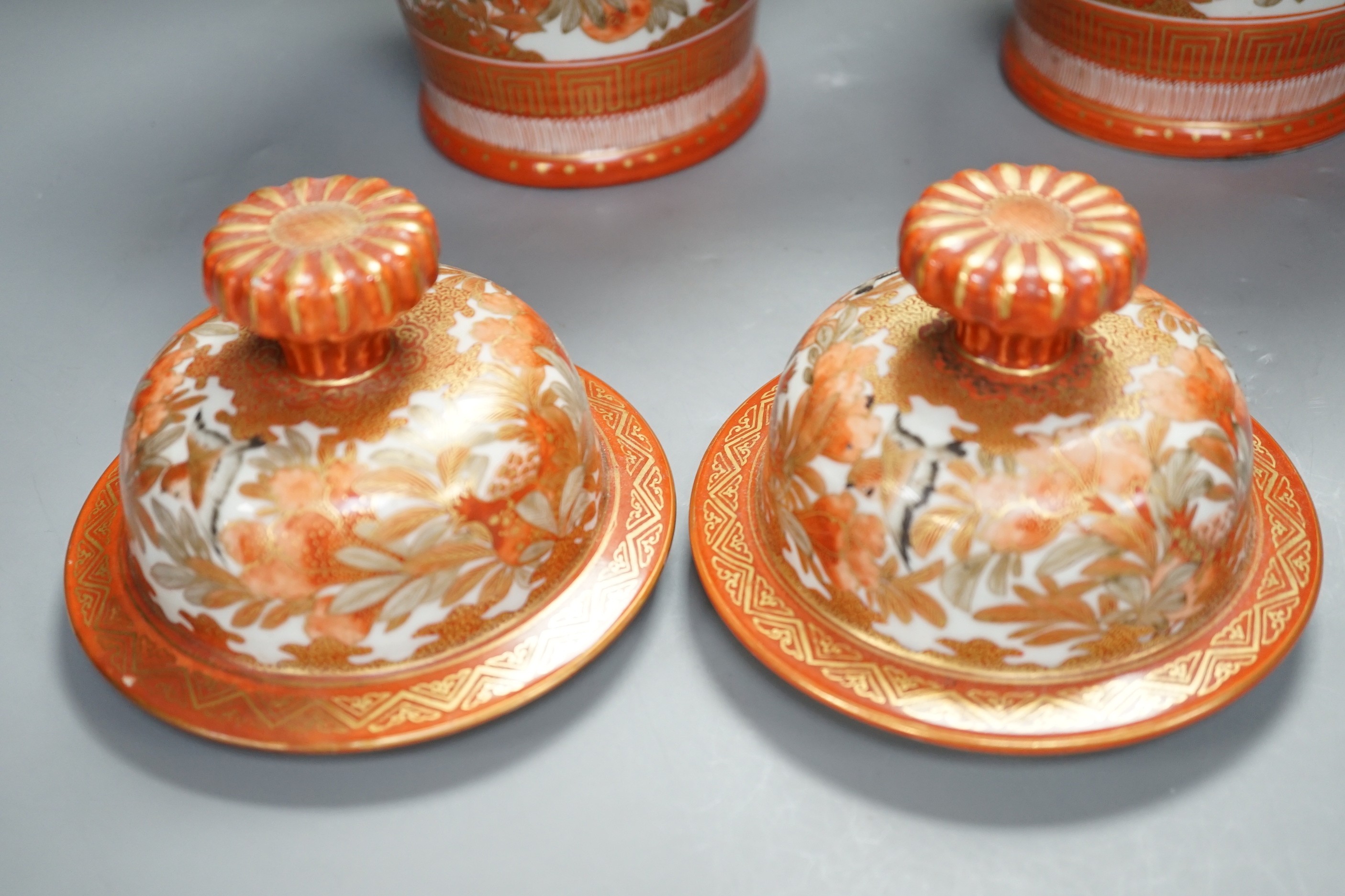 A pair of 19th century Kutani lidded ovoid shaped vases. 33cm high